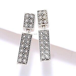 John Hardy JAI Heritage Kalahari Texture Drop Sterling Silver Earrings 1" NIB